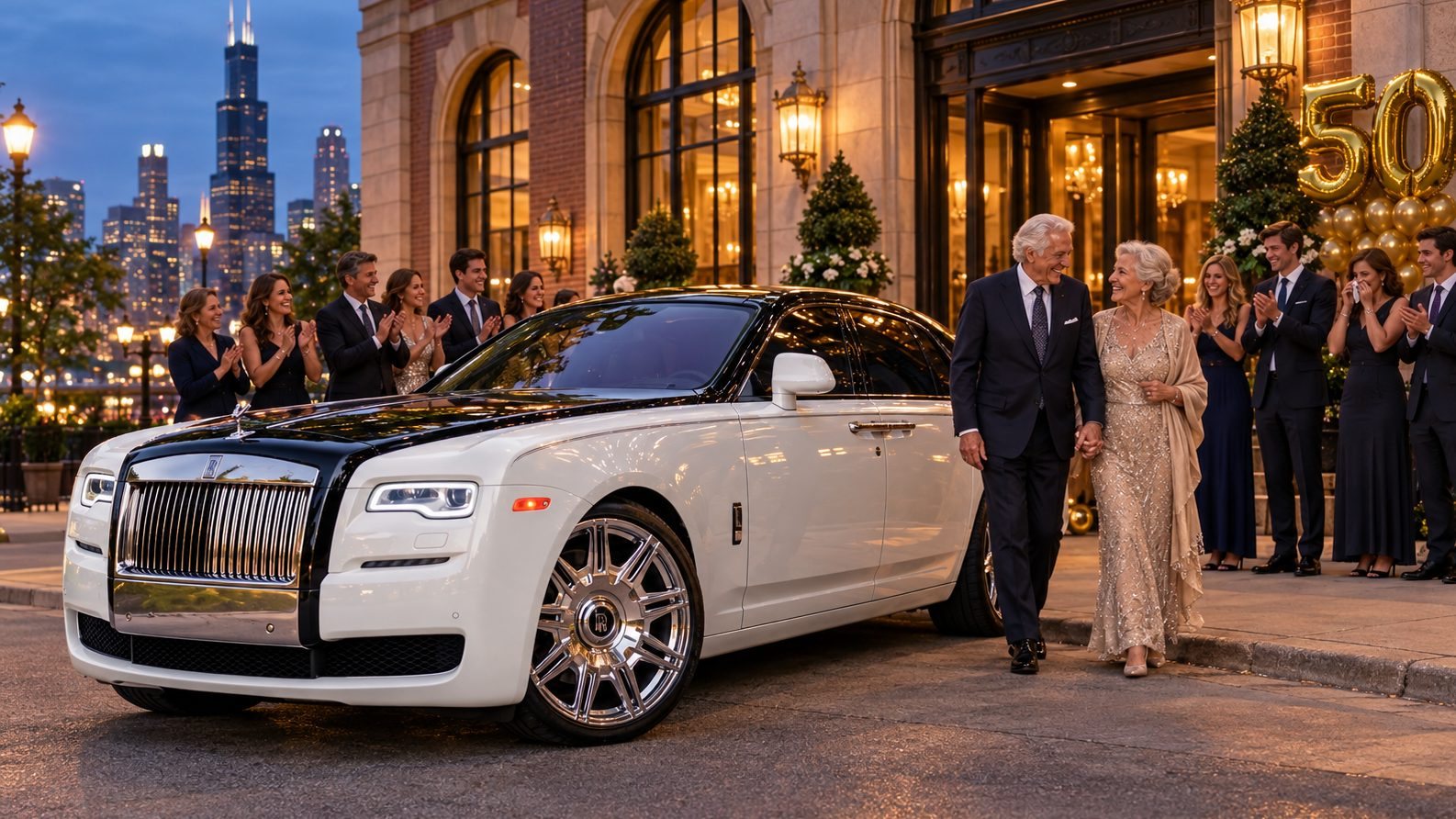 Prom with a car from Lamborghini Rental Chicago