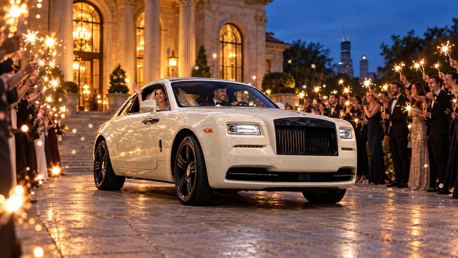 Quinceañeras with a car from Lamborghini Rental Chicago